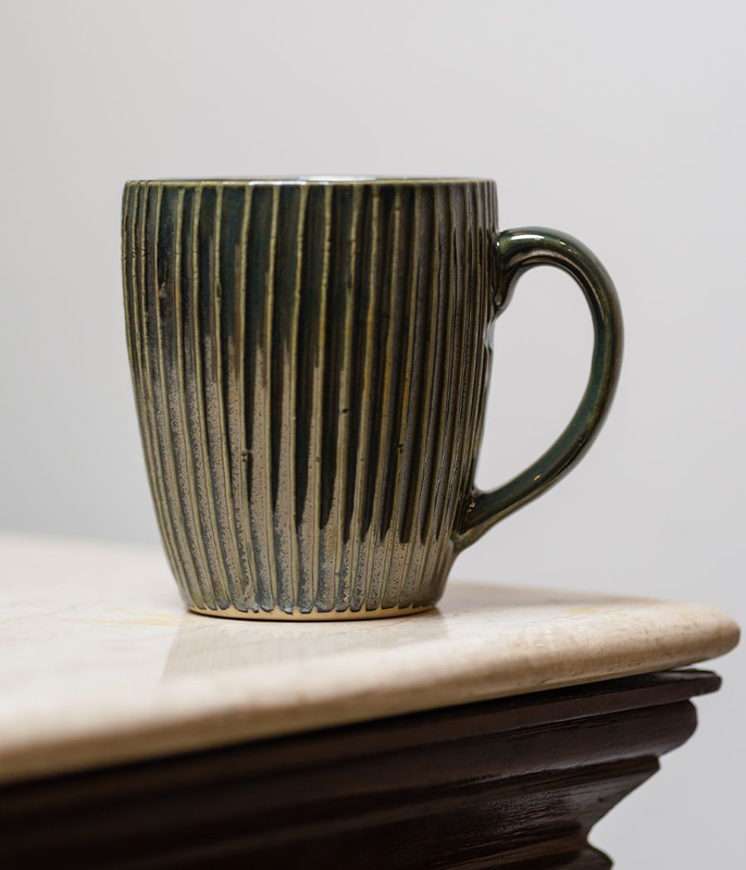 Ceramic Dripped Trail Green Coffee Mugs