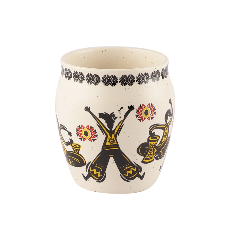 The Decor Lane Handmade & Handcrafted Ceramic White Matte Finish Printed Chai Kullad - Set of 6