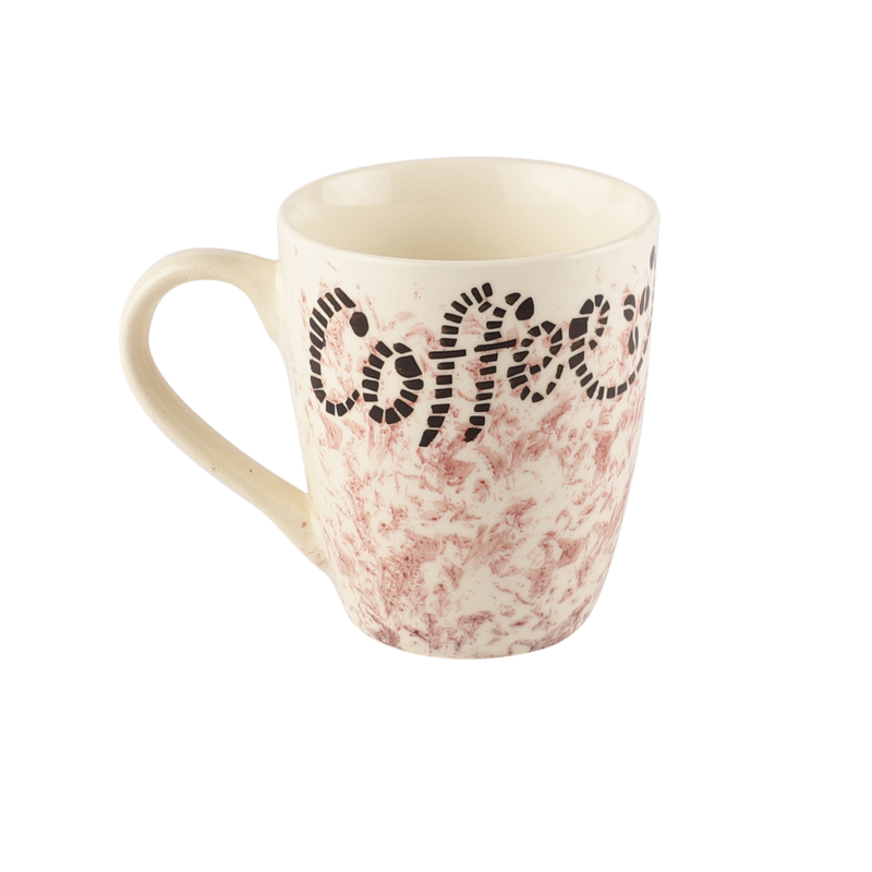 The Decor Lane White Shine Abstract And Classic Ceramic Tea/Coffee Mugs Set Of 6 - ( 300 Ml )