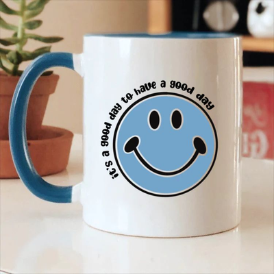 Pastel Blue Coffee MUG “Good Day”